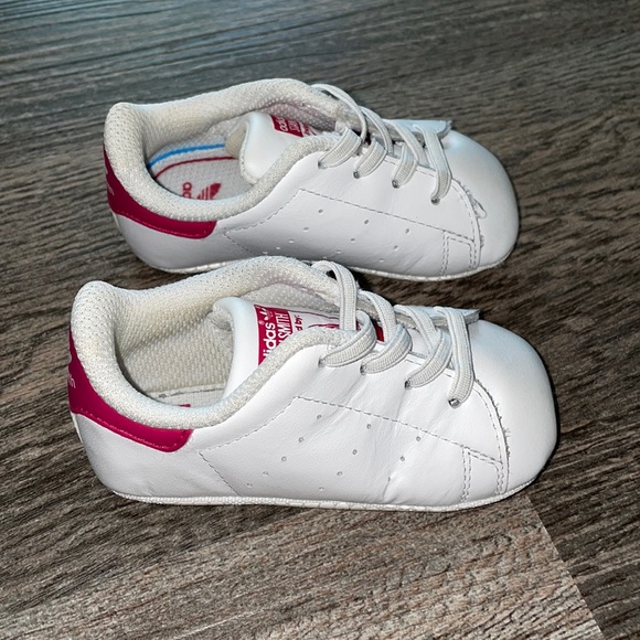 3K Adidas Stan Smith Baby Girl White/Pink Shoes - Picture 4 of 13